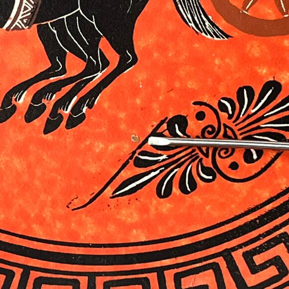 2 Grecian Hand Painted Clay Plate ADIS Signed Anastasiadis Greece Trojan Troy - Picture 11 of 13